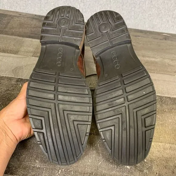 Ecco Men’s Size 43 Lace Up Vitrus Dress Shoes Cognac Brown Leather Round Toe - Picture 10 of 12